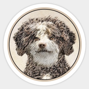 Spanish Water Dog Painting - Cute Original Dog Art Sticker